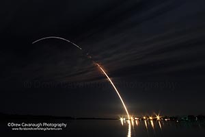 Night Time Rocket Launch Seen From Oak Hill Florida